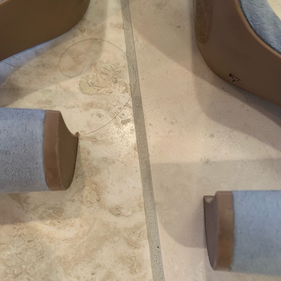 Quipid block heel ankle strap pump sandals light blue - Picture 6 of 8